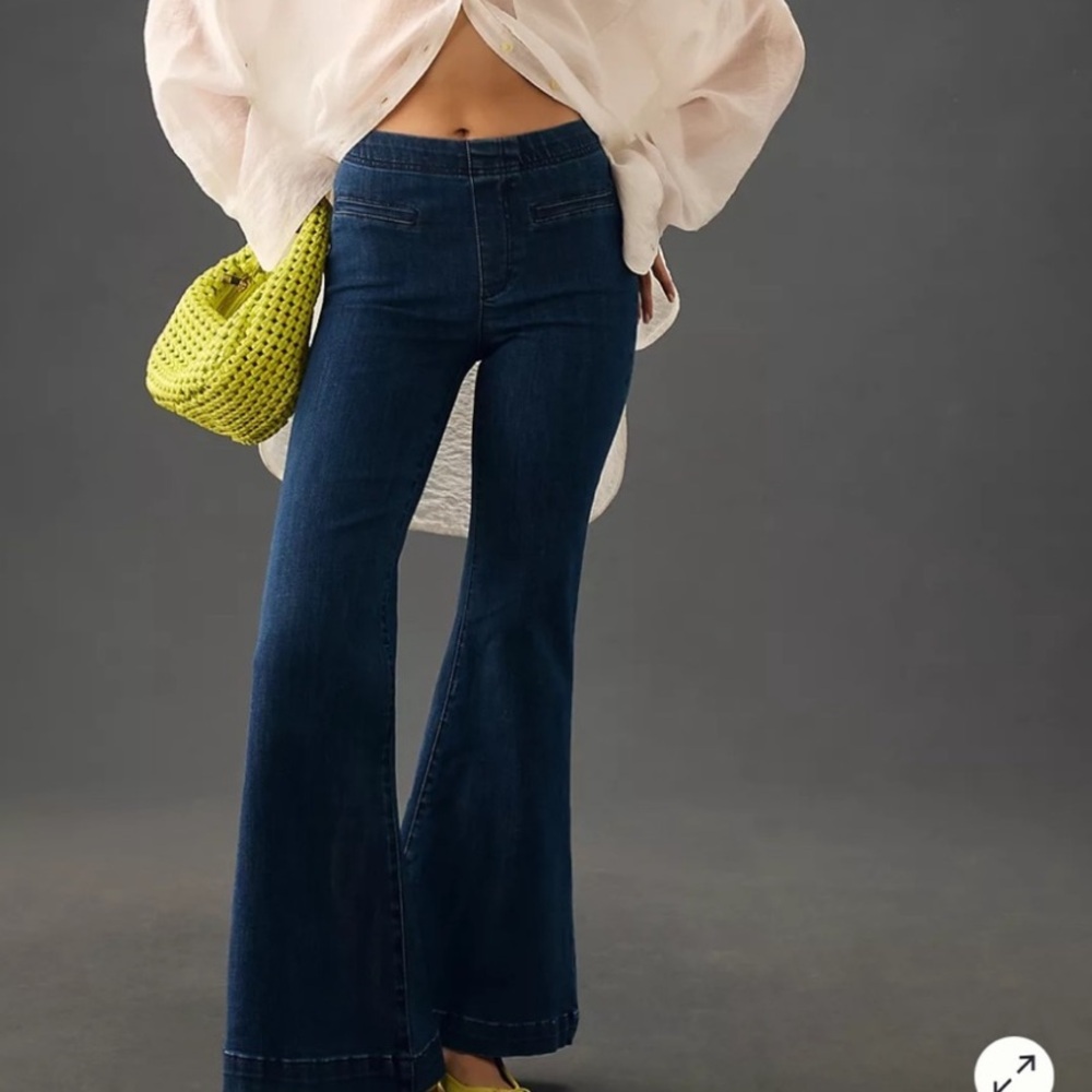 Anthropologie Dark Wash High-Rise Flared Jeans